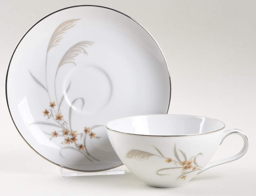 Susuki Flat Cup & Saucer Set by Three Castle-1