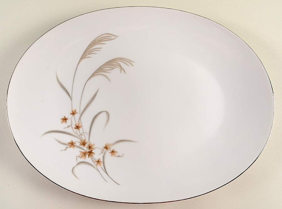 Susuki 14" Oval Serving Platter by Three Castle-1