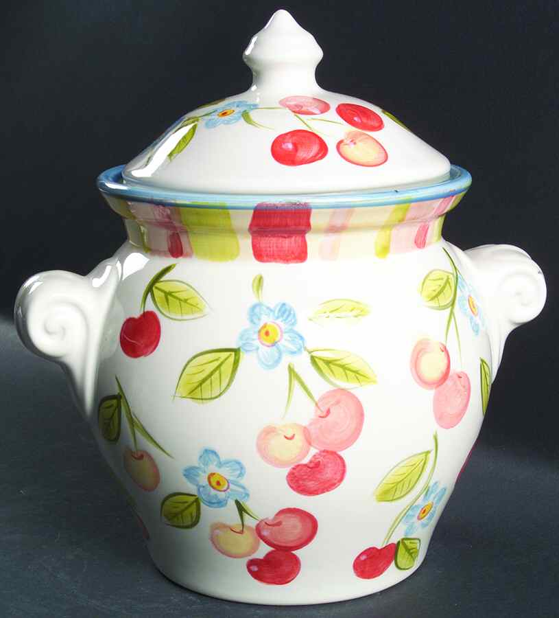 Cherry Blossom Cookie Jar & Lid by Tabletops Unlimited-1