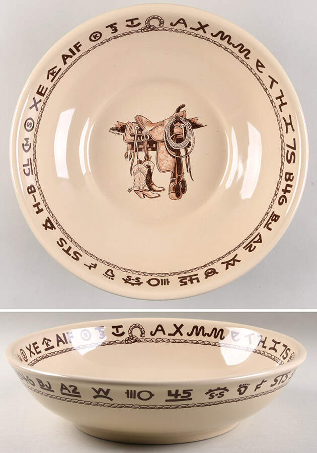 Boots & Saddle 13" Large Salad Serving Bowl by True West-1