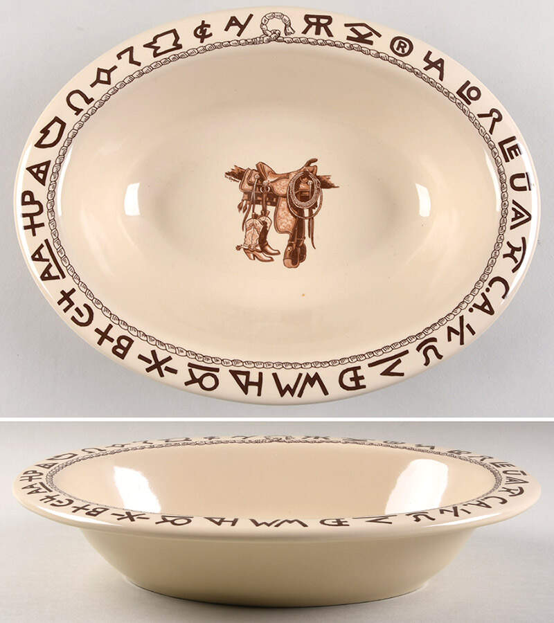 Boots & Saddle 12" Oval Vegetable Bowl by True West-1