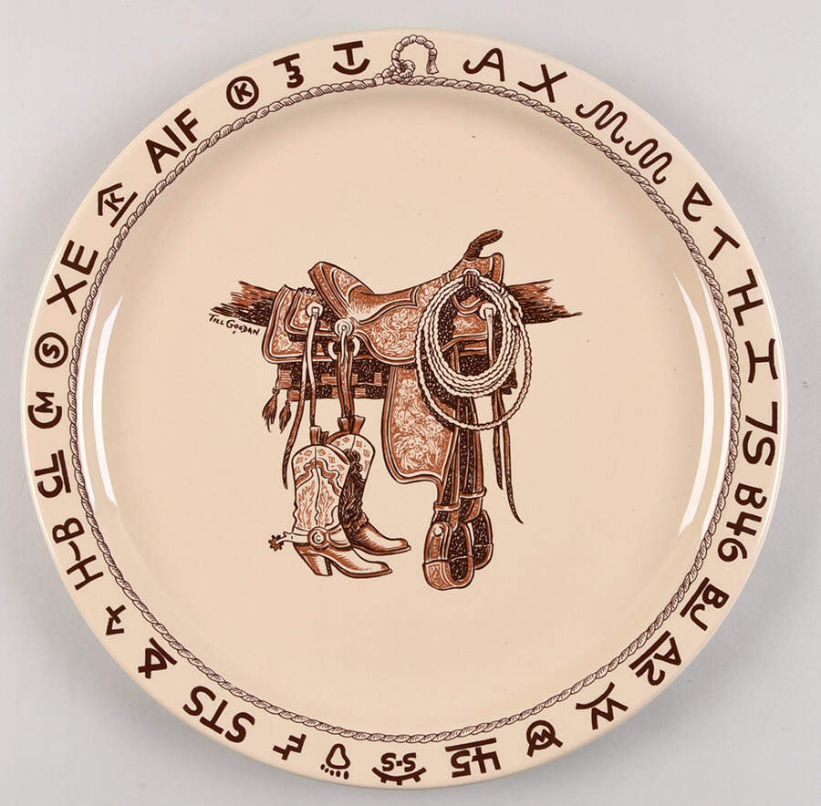 Boots & Saddle 13" Chop Plate (Round Platter) by True West-1