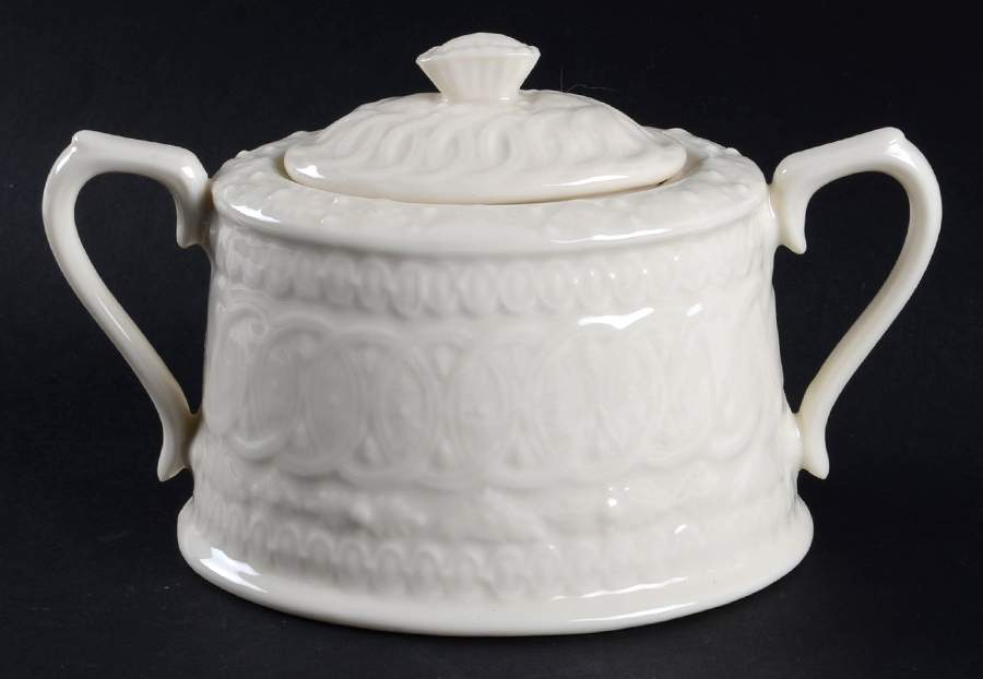 Creamware Sugar Bowl & Lid by Two's Company-1