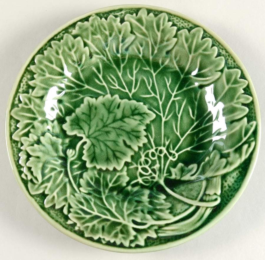 Green Majolica Salad/Dessert Plate by Two's Company-1