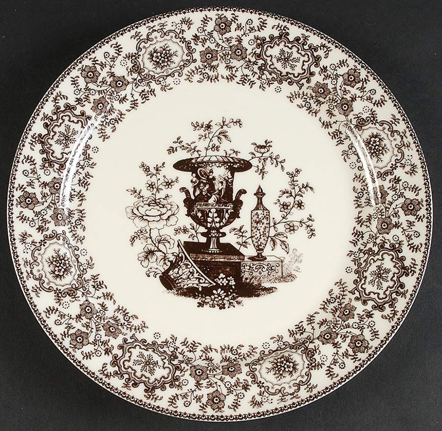 Brown Transferware Wall Plate by Two's Company-1