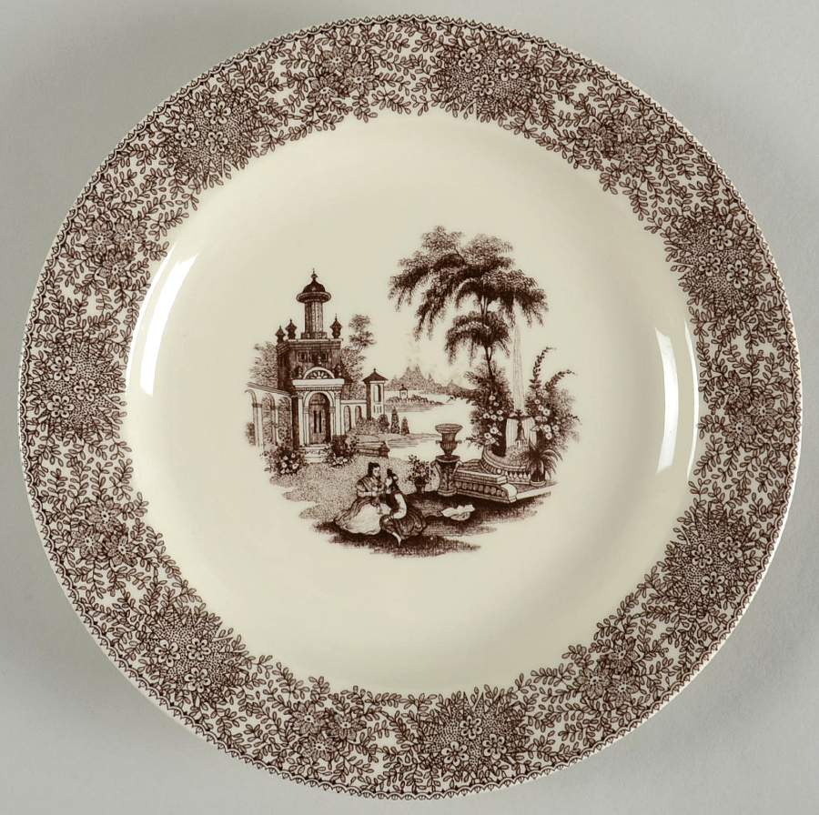Brown Transferware Wall Plate by Two's Company-1