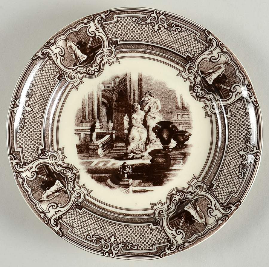 Brown Transferware Wall Plate by Two's Company-1