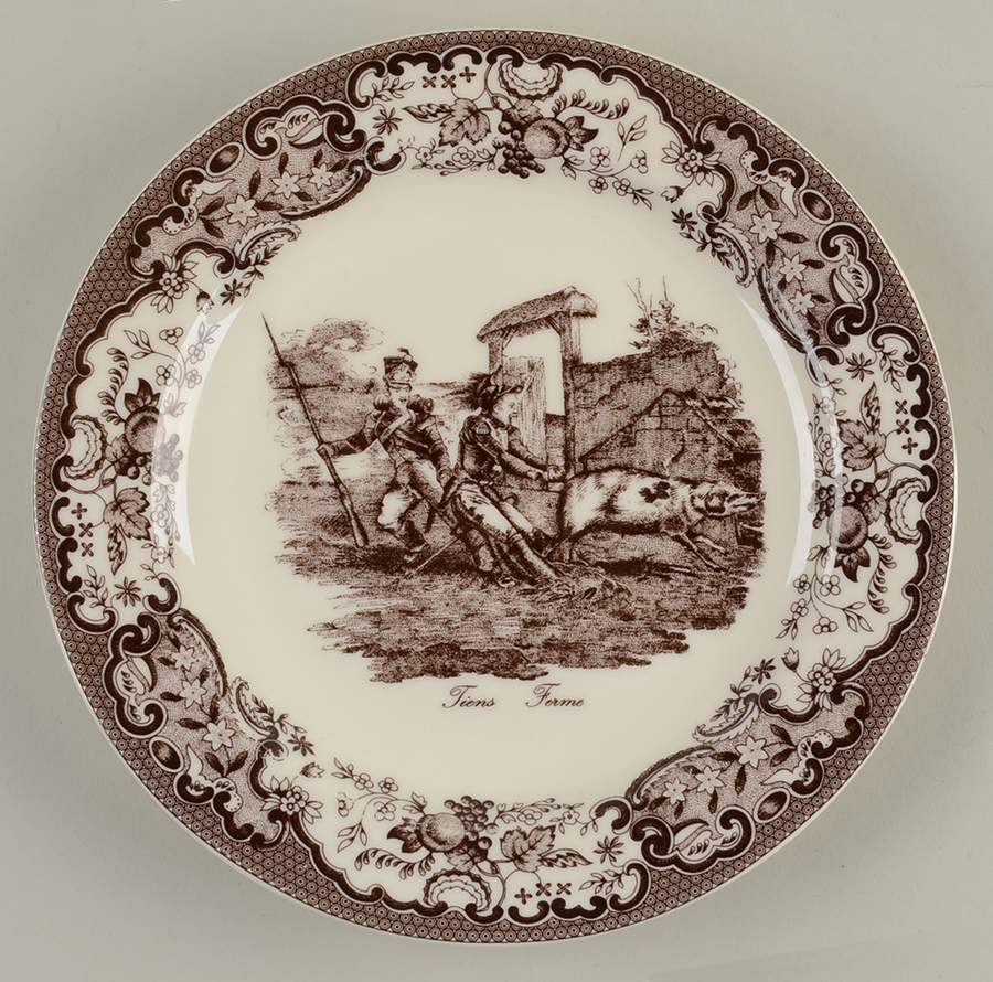 Brown Transferware Wall Plate by Two's Company-1