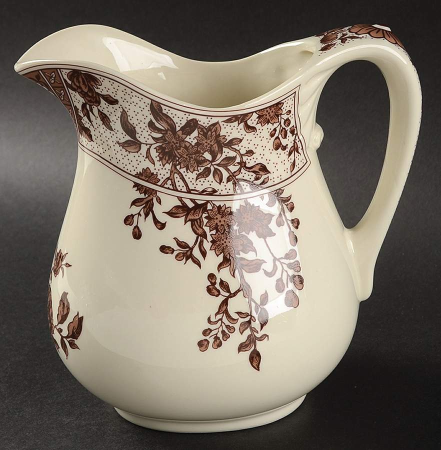 Brown Transferware 28 Oz Pitcher by Two's Company-1