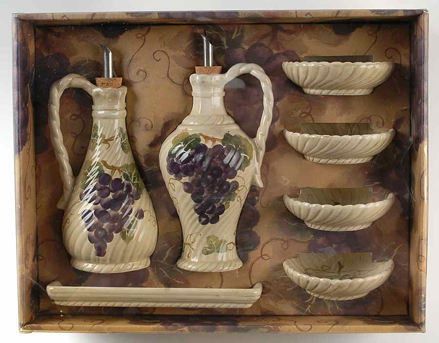 Chianti 9-Pc Dipping Set (2 Cruets,4 Bowls,1 Tray) by Tabletops Unlimited-1