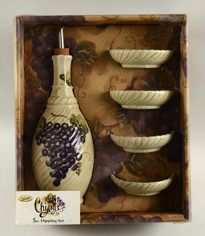 Chianti (Oil Set) Oil Drizzler and Stopper w/ 4 Dip Bowls by Tabletops Unlimited-1