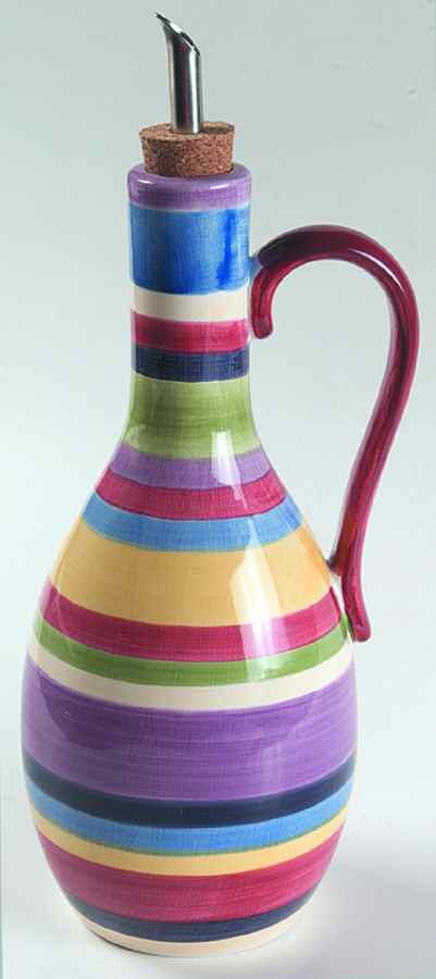 Barcelona Stripes Oil Jar & Drizzle Spout by Tabletops Unlimited-1
