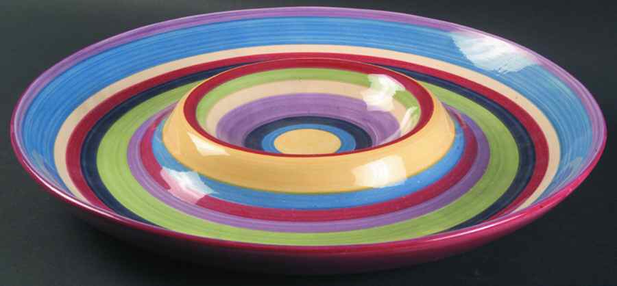 Barcelona Stripes 1 Piece Chip & Dip by Tabletops Unlimited-1