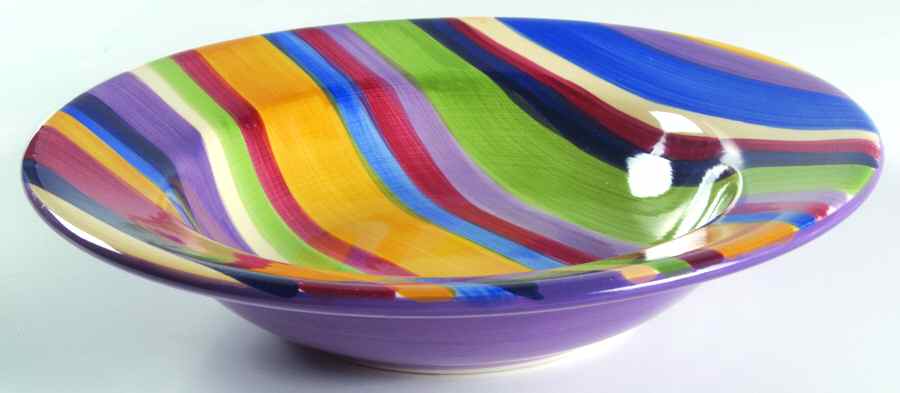 Barcelona Stripes Large Rim Soup Bowl by Tabletops Unlimited-1