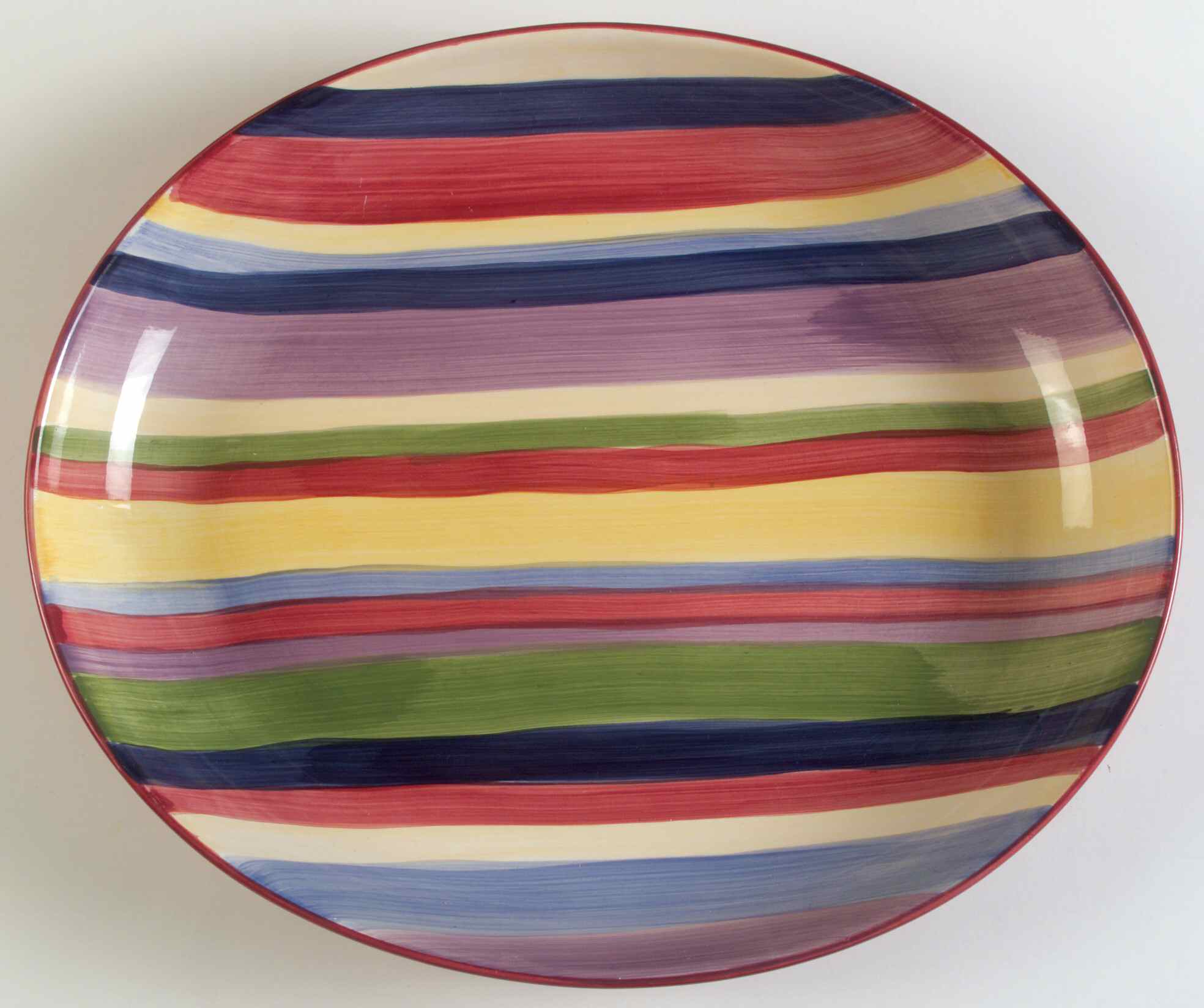 Barcelona Stripes 15" Oval Serving Platter by Tabletops Unlimited-1