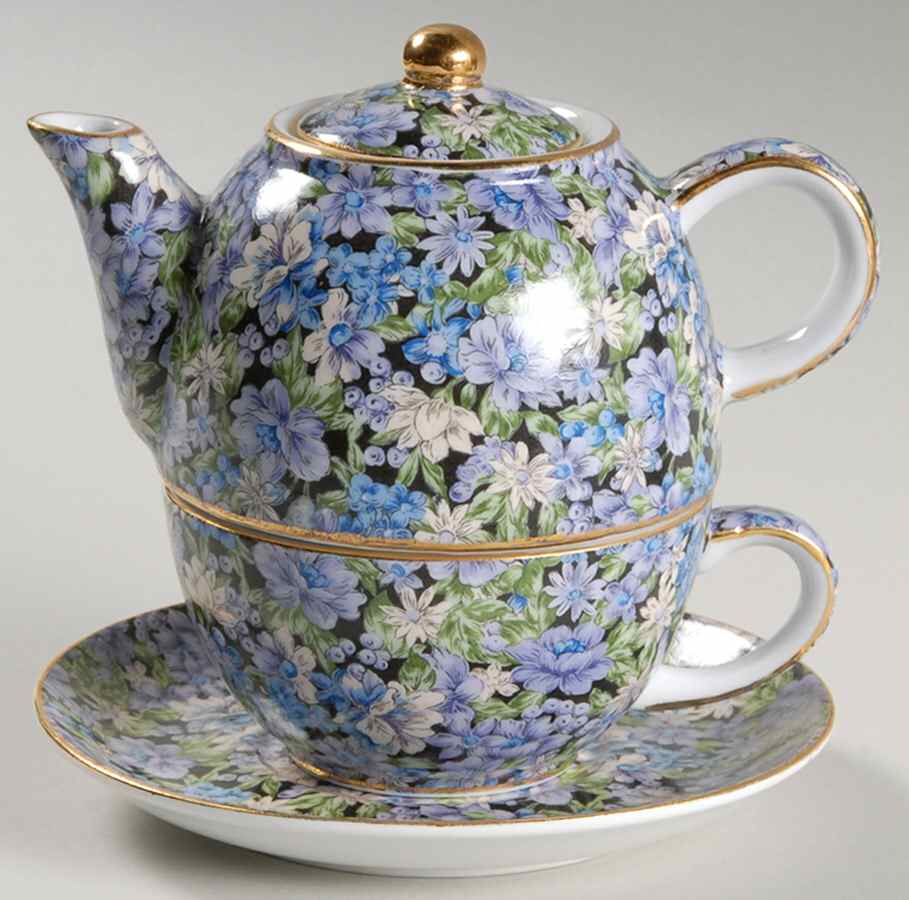 Mollie Individual Teapot & Lid with Cup & Saucer by Two's Company-1
