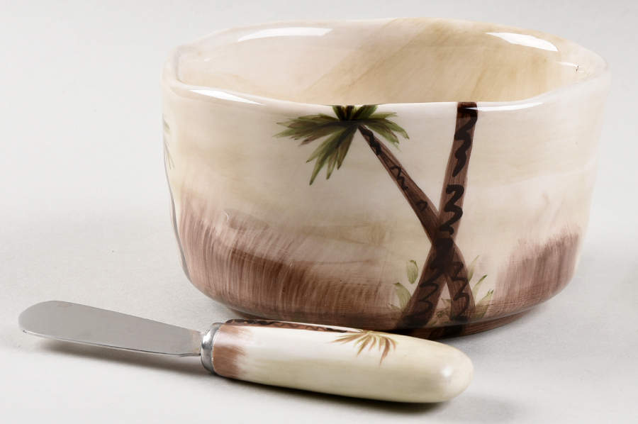 Bahamas Palm Dip Bowl & Spreader Set by Tabletops Unlimited-1