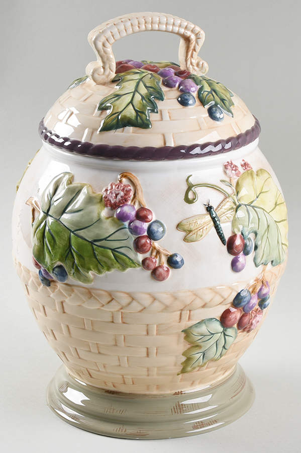 Claret (Grapes) Cookie Jar & Lid by Tracy Porter-1