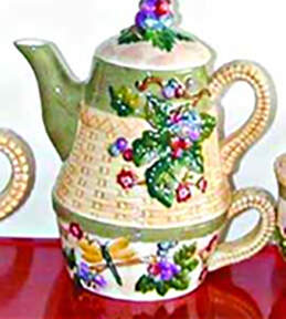 Claret (Grapes) Individual Teapot & Lid with Cup by Tracy Porter-1