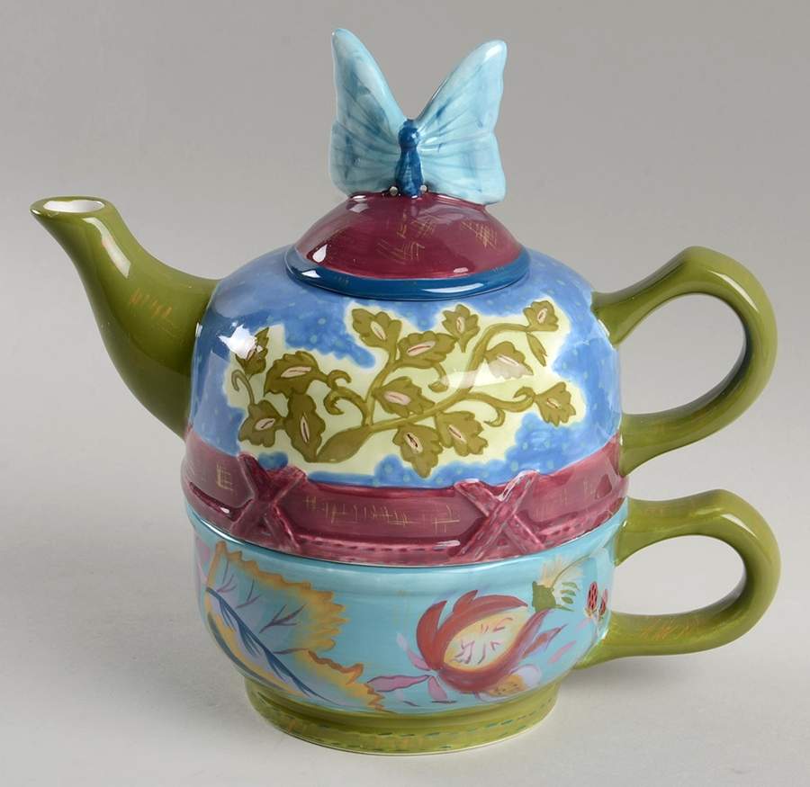 Papillon Individual Teapot & Lid with Cup by Tracy Porter-1
