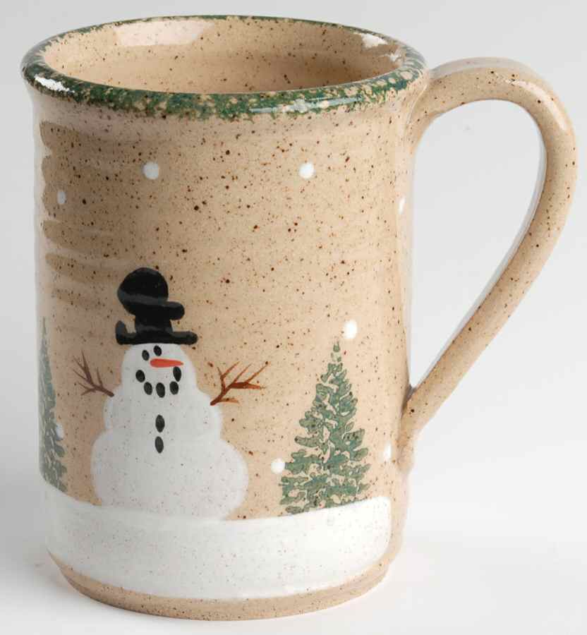 Snowman & Pines (Hand Thrown) Large Mug by Three Rivers-1