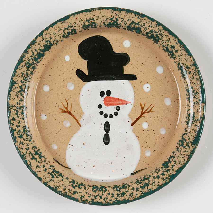 Snowman & Pines (Hand Thrown) Coaster by Three Rivers-1