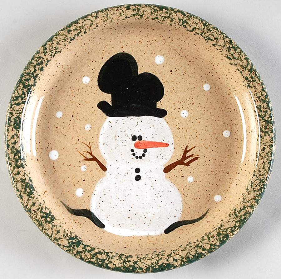 Snowman & Pines (Hand Thrown) Bread & Butter Plate by Three Rivers-1