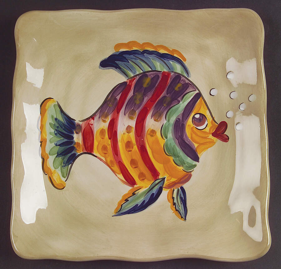 Under the Sea Square Salad Plate by Tabletops Unlimited-1