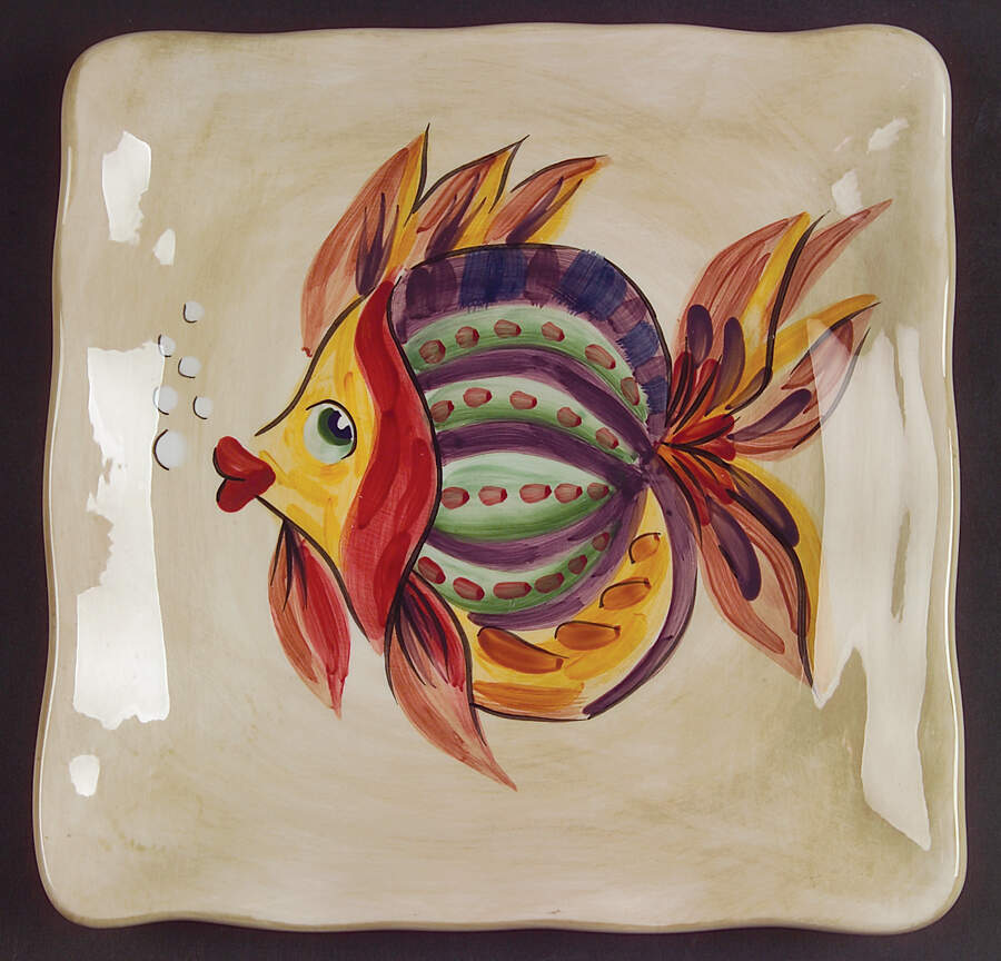 Under the Sea Square Salad Plate by Tabletops Unlimited-1