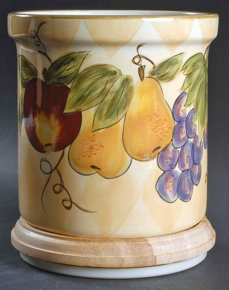 Harlequin Fruit Utensil Holder W/Rotating Wood Stand by Tabletops Unlimited-1