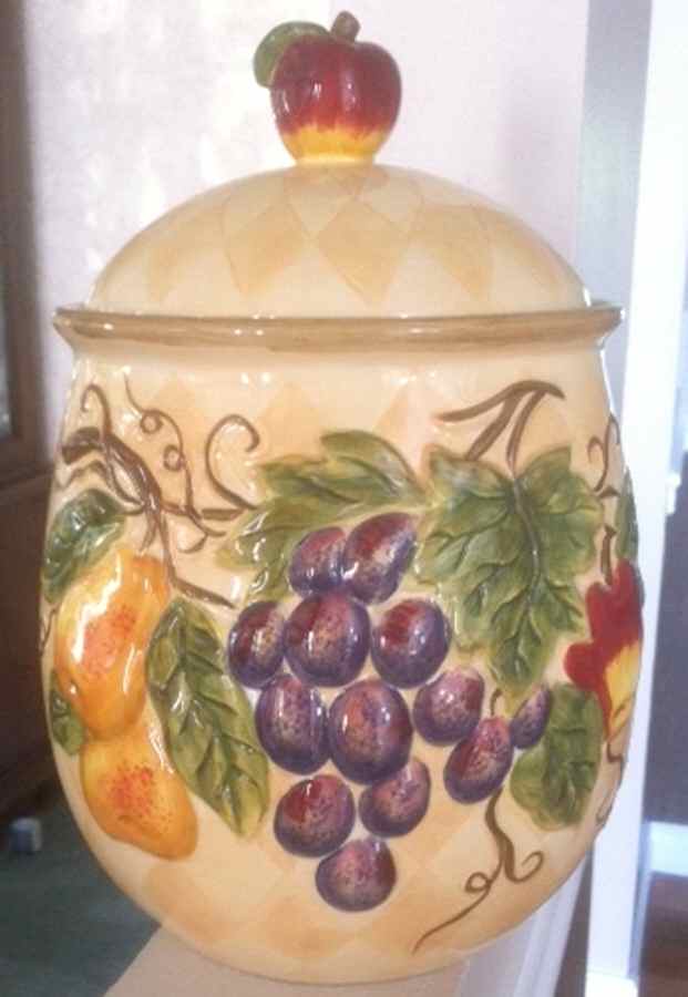 Harlequin Fruit Cookie Jar & Lid by Tabletops Unlimited-1