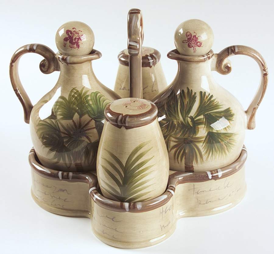 Bora Bora (7 Piece) Cruet Set W/Holder (2 Cruets & Sap) by Tabletops Unlimited-1