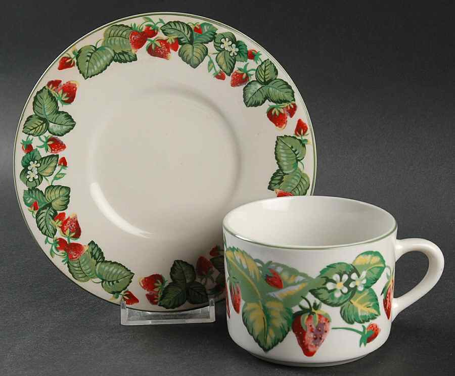 Very Strawberry Flat Cup & Saucer Set by Tabletops Unlimited-1