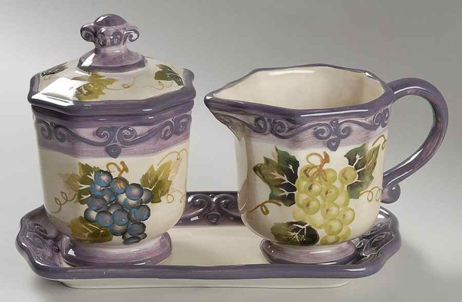 Merlot Creamer & Sugar with Lid & Tray Set by Tabletops Unlimited-1