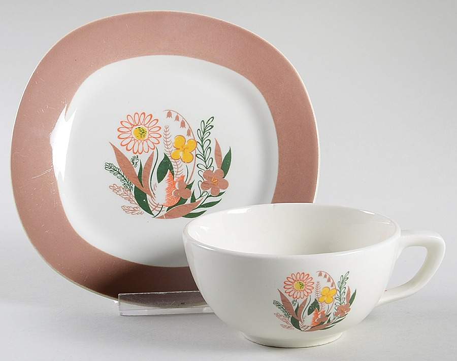 Nassau Flat Cup & Saucer Set by Taylor, Smith & Taylor (Ts&T)-1