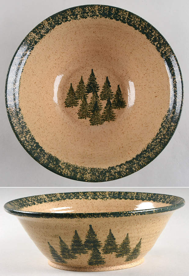 Winter Pines Brown (Made in Mold) 10" Large Salad Serving Bowl by Three Rivers-1