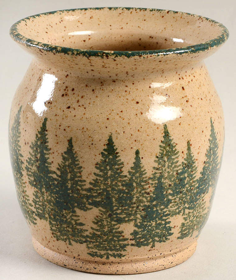 Winter Pines Brown (Made in Mold) Sugar Bowl No Lid by Three Rivers-1