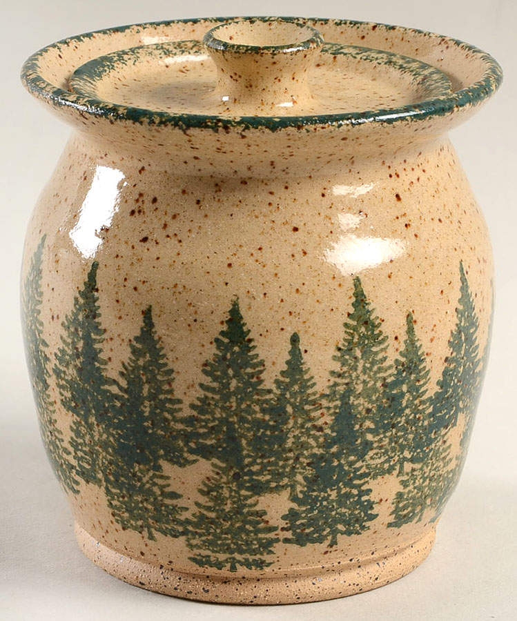 Winter Pines Brown (Made in Mold) Sugar Bowl & Lid by Three Rivers-1