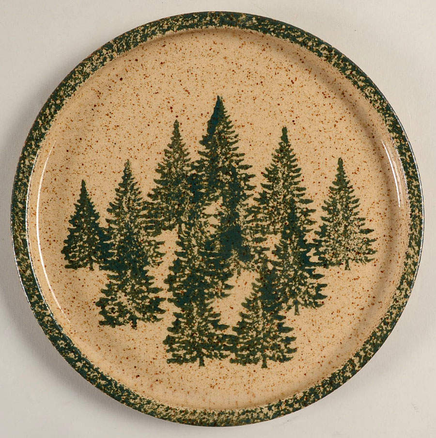 Winter Pines Brown (Made in Mold) Coupe Salad Plate by Three Rivers-1