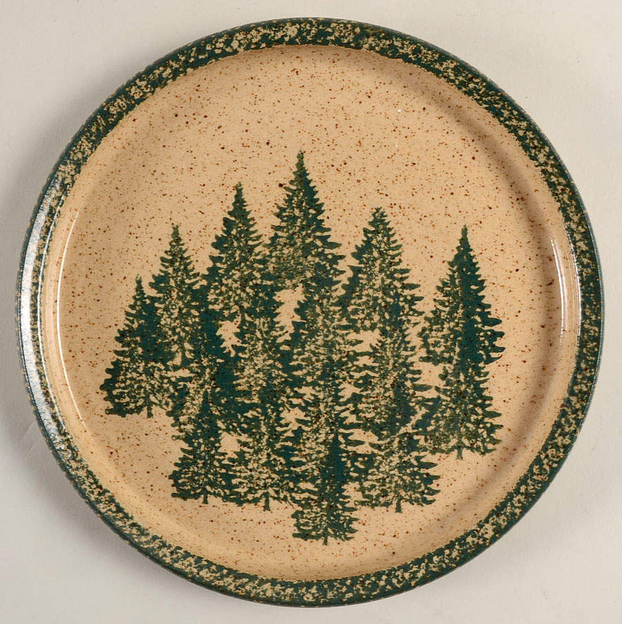Winter Pines Brown (Made in Mold) Coupe Luncheon Plate by Three Rivers-1