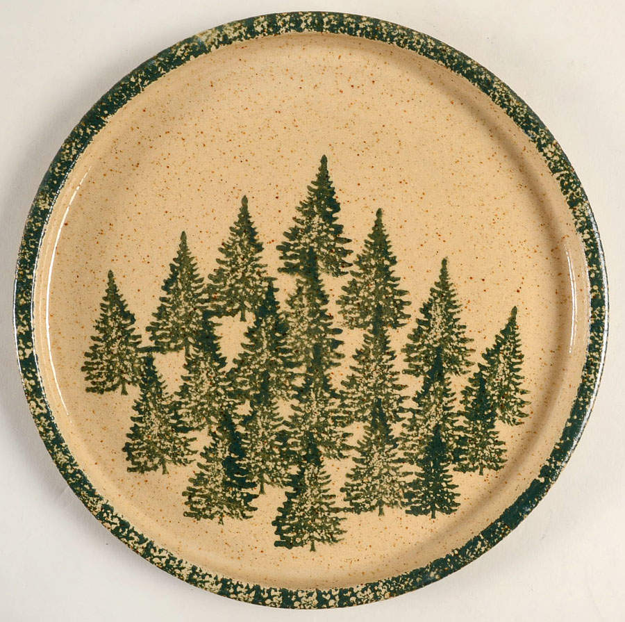 Winter Pines Brown (Made in Mold) Coupe Dinner Plate by Three Rivers-1