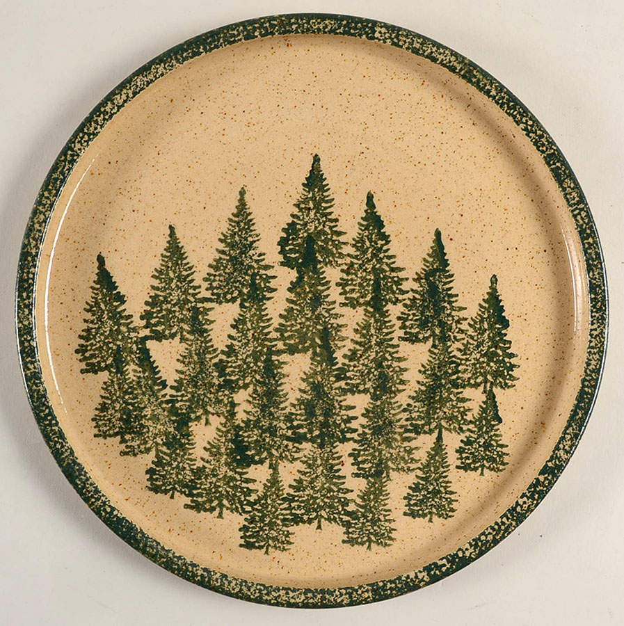 Winter Pines Brown (Made in Mold) Coupe Dinner Plate by Three Rivers-1