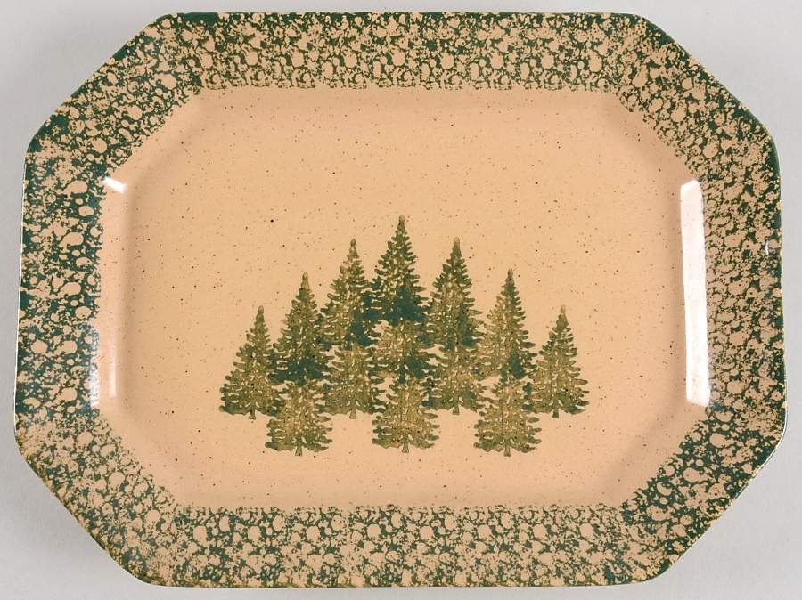 Winter Pines Brown (Made in Mold) 11" Rectangular Serving Platter by Three Rivers-1