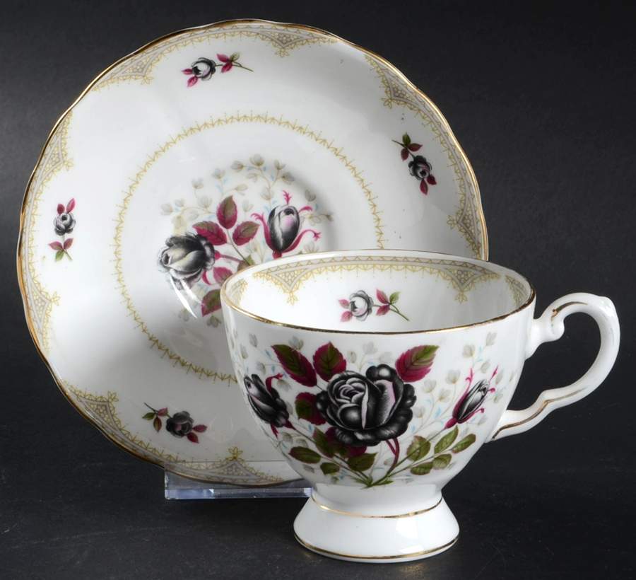 Midnight Rose Footed Cup & Saucer Set by Tuscan - Royal Tuscan-1