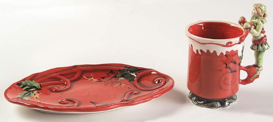 Winter Milk & Cookie Set (Cookie Plate & Sculpted Mug) by Tracy Porter-1