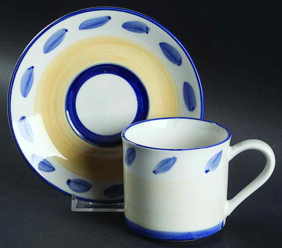 Autumn Blue Flat Cup & Saucer Set by Tabletops Unlimited-1