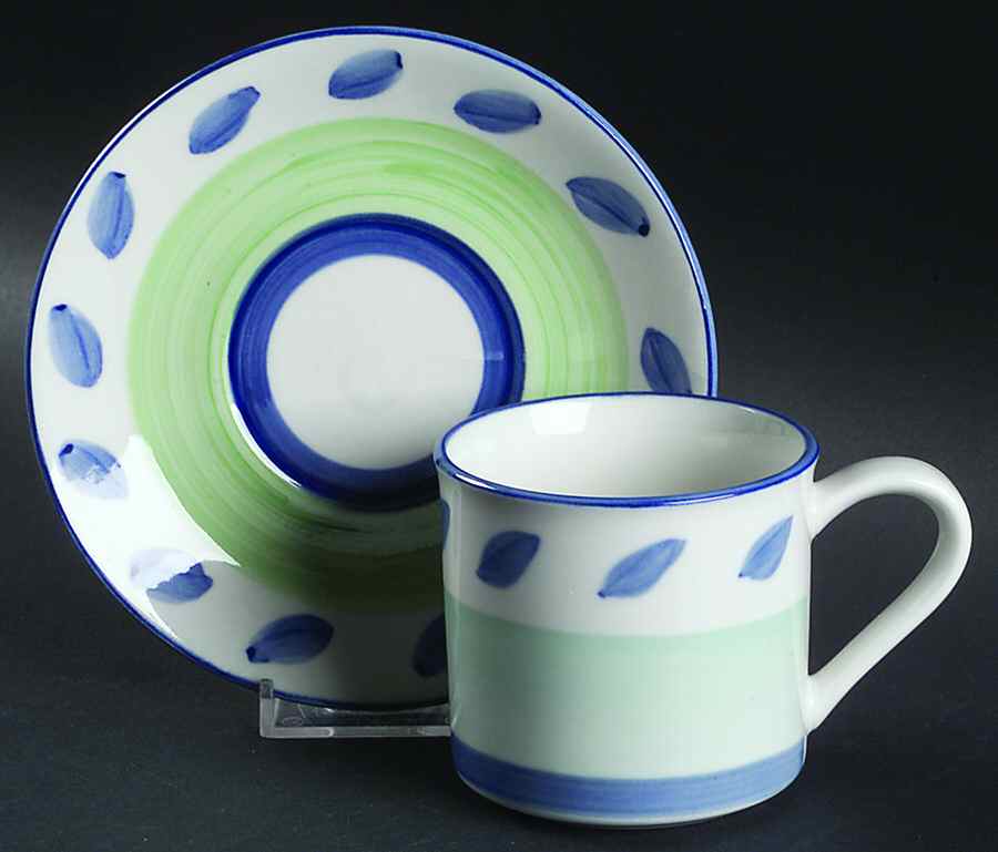 Autumn Blue Flat Cup & Saucer Set by Tabletops Unlimited-1