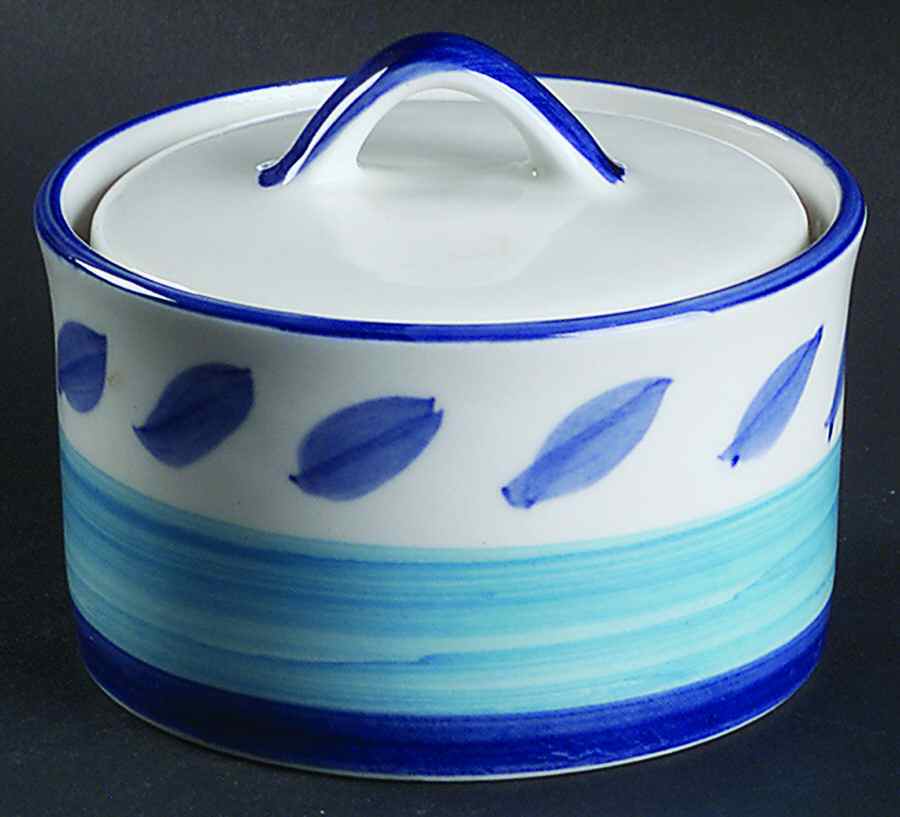 Autumn Blue Sugar Bowl & Lid by Tabletops Unlimited-1