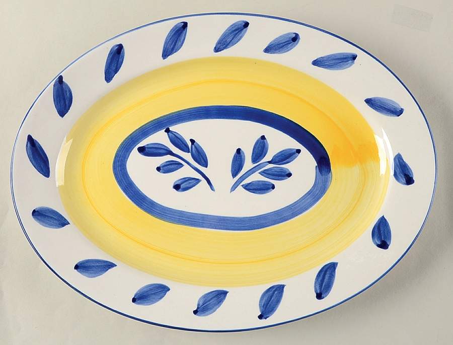Autumn Blue 14" Oval Serving Platter by Tabletops Unlimited-1