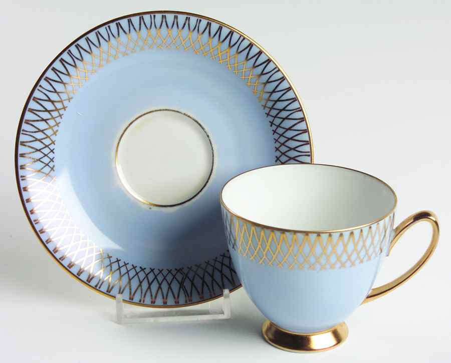 3695 (Blue) Footed Demitasse Cup & Saucer Set by Tirschenreuth-1